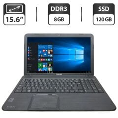 Ноутбук Б-класс Toshiba Satellite Pro C850 / 15.6" (1366x768) TN / Intel Core i5-2450M (2 (4) ядра по 2.5 - 3.1 GHz) / 8 GB DDR3 / 120 GB SSD / Intel HD Graphics 3000 / WebCam / HDMI