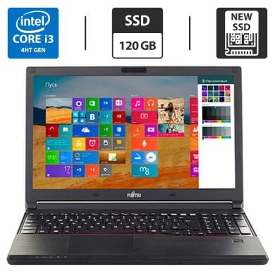 Ноутбук Fujitsu LifeBook E554 / 15.6" (1366x768) TN / Intel Core i3-4100M (2 (4) ядра по 2.5 GHz) / 8 GB DDR3 / 120 GB SSD NEW / Intel HD Graphics 4600 / DVD-ROM + Бездротова мишка в подарунок