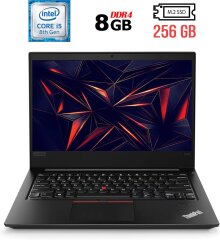 Ноутбук Lenovo ThinkPad E480 / 14" (1920x1080) IPS / Intel Core i5-8250U (4 (8) ядра по 1.6 - 3.4 GHz) / 8 GB DDR4 / 256 GB SSD M.2 / Intel UHD Graphics 620 / WebCam / Fingerprint / HDMI
