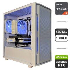 Сборка под заказ: игровой ПК Cougar Uniface Mini RGB White Tower / AMD Ryzen 5 5600 (6 (12) ядер по 3.5 - 4.4 GHz) / 32 GB DDR4 / 1000 GB SSD M.2 / nVidia GeForce RTX 3070, 8 GB GDDR6, 256-bit / 650W