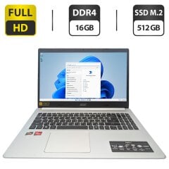 Ультрабук Acer Aspire A515-45 / 15.6" (1920x1080) IPS / AMD Ryzen 5 5500U (6 (12) ядер по 2.1 - 4.0 GHz) / 16 GB DDR4 / 512 GB SSD M.2 / AMD Radeon Vega Graphics / WebCam