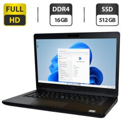 Ультрабук Б-клас Dell Latitude 5490 / 14" (1920x1080) IPS / Intel Core i5-8250U (4 (8) ядра по 1.6 - 3.4 GHz) / 16 GB DDR4 / 512 GB SSD / Intel HD Graphics 620 / WebCam / Windows 11 Pro