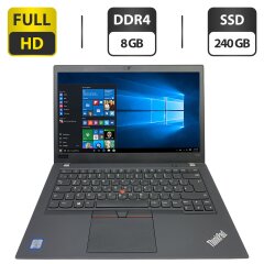 Ультрабук Lenovo ThinkPad T480s / 14" (1920x1080) IPS / Intel Core i5-7300U (2 (4) ядра по 2.6 - 3.5 GHz) / 8 GB DDR4 / 240 GB SSD / Intel UHD Graphics 620 / WebCam