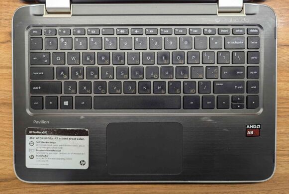 Ноутбук Б-клас HP Pavilion x360 13-a010nr / 13.3" (1366x768) TN / AMD A8-6410 (4 ядра по 2.4 GHz) / 8 GB DDR3 / 240 GB SSD / AMD Radeon R5 Graphics / WebCam / Windows 10