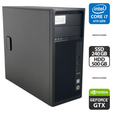Рабочая станция HP Z240 Workstation Tower / Intel Core i7-6700 (4 (8) ядра по 3.4 - 4.0 GHz) / 16 GB DDR4 / 240 GB SSD + 500 GB HDD / nVidia GeForce GTX 960, 2 GB GDDR5, 128-bit / DVD-ROM / HDMI