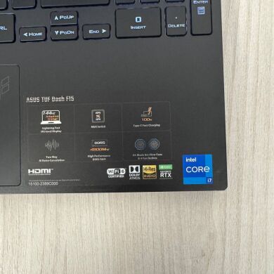 Ігровий ноутбук Asus TUF Dash F15 FX517ZM / 15.6" (1920x1080) IPS / Intel Core i7-12650H (10 (16) ядер по 3.5 - 4.7 GHz) / 16 GB DDR5 / 512 GB SSD NVMe / nVidia GeForce RTX 3070, 8 GB GDDR6, 256-bit / WebCam
