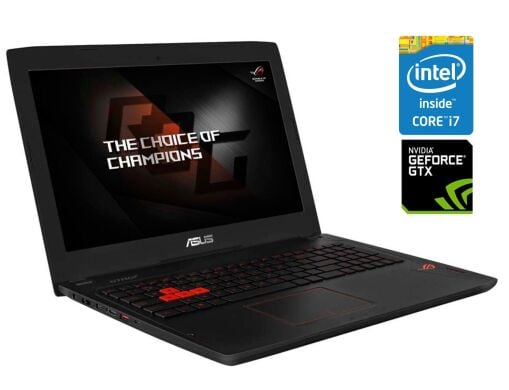Ігровий ноутбук Asus ROG Strix GL502VS / 15.6" (1920x1080) IPS / Intel Core i7-7700HQ (4 (8) ядра по 2.8 - 3.8 GHz) / 16 GB DDR4 / 1000 GB SSD / nVidia GeForce GTX 1070, 8 GB GDDR5, 256-bit / WebCam / Win 10 Home Ігровий ноутбук Asus ROG Strix GL502VS / 15.6" (1920x1080) IPS / Intel Core i7-7700HQ (4 (8) ядра по 2.8 - 3.8 GHz) / 16 GB DDR4 / 1000 GB SSD / nVidia GeForce GTX 1070, 8 GB GDDR5, 256-bit / WebCam / Win 10 Home