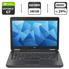 Ноутбук Б-класс Dell Latitude E5440 / 14" (1366x768) TN / Intel Core i7-4600U (2 (4) ядра по 2.1 - 3.3 GHz) / 16 GB DDR3 / 240 GB SSD NEW / nVidia GeForce GT 720M, 2 GB GDDR3, 64-bit / WebCam / DVD-ROM / Windows 10 Pro