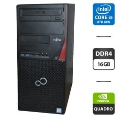 Комп'ютер Fujitsu Esprimo P756 E90 Tower / Intel Core i5-6500 (4 ядра по 3.2 - 3.6 GHz) / 16 GB DDR4 / 256 GB SSD M.2 + 250 GB HDD / nVidia Quadro K4000, 3 GB GDDR5, 192-bit / DVD-ROM / Windows 11 Pro