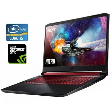 Игровой ноутбук Б-класс Acer Nitro AN517-51-56YW / 17.3" (1920x1080) IPS / Intel Core i5-9300H (4 (8) ядра по 2.4 - 4.1 GHz) / 32 GB DDR4 / 512 GB SSD / nVidia GeForce GTX 1650, 4 GB GDDR5, 128-bit / WebCam / Win 11 Home