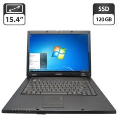 Ноутбук Samsung R60 / 15.4" (1280x800) TN / Intel Pentium T2390 (2 ядра по 1.86 GHz) / 4 GB DDR2 / 120 GB SSD / AMD Radeon HD 2400 Graphics / DVD-ROM / АКБ не держит