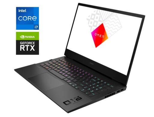 Ігровий ноутбук Б-клас HP Omen 16-b0017nr / 16.1" (2560x1440) IPS / Intel Core i7-11800H (8 (16) ядер по 2.3 - 4.6&nbsp;GHz) / 16 GB DDR4 / 1000 GB SSD / nVidia GeForce RTX 3060, 6 GB GDDR6, 192-bit / WebCam