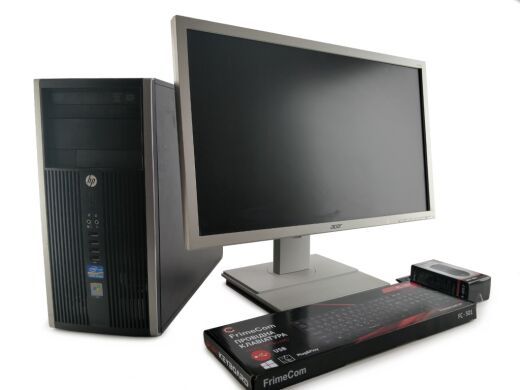 HP Compaq 8200 Elite Tower / Intel Core i3-2100 (2 (4) ядра по 3.1 GHz) / 8 GB DDR3 / 500 GB HDD / AMD Radeon R5 240, 1 GB GDDR5, 128-bit + Acer B246HL / 24" (1920x1080) TN LED / VGA, DVI