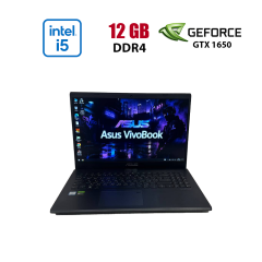 Игровой ноутбук Asus VivoBook X571GT / 15.6" (1920x1080) IPS / Intel Core i5-8300H (4 (8) ядра по 2.3 - 4.0 GHz) / 12 GB DDR4 / 256 GB SSD / nVidia GeForce GTX 1650, 4 GB GDDR5, 128-bit / WebCam