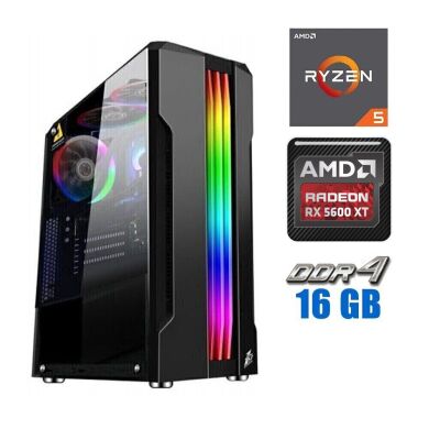 Ігровий ПК Tower / AMD Ryzen 5 4500 (6 (12) ядер по 3.6 - 4.1 GHz) / 16 GB DDR4 / 480 GB SSD + 500 GB HDD / AMD Radeon RX 5700 XT, 8 GB GDDR6, 256-bit / 700W