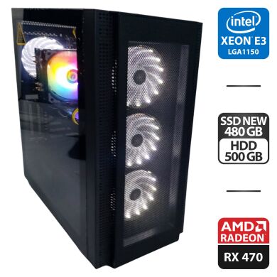 Игровой ПК Vinga Tomcat Tower NEW / Intel Xeon E3-1271 v3 (аналог Intel Core i7-4790) (4 (8) ядра по 3.6 - 4.0 GHz) / 16 GB DDR3 / 480 GB SSD NEW + 500 GB HDD / AMD Radeon RX 470, 4 GB GDDR5, 256-bit / 500W NEW + Кабели подключения Игровой ПК Vinga Tomcat Tower NEW / Intel Xeon E3-1271 v3 (аналог Intel Core i7-4790) (4 (8) ядра по 3.6 - 4.0 GHz) / 16 GB DDR3 / 480 GB SSD NEW + 500 GB HDD / AMD Radeon RX 470, 4 GB GDDR5, 256-bit / 500W NEW + Кабели подключения