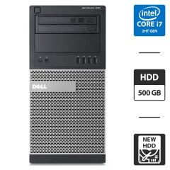 Компьютер Dell OptiPlex 990 Tower / Intel Core i7-2600 (4 (8) ядра по 3.4 - 3.8 GHz) / 8 GB DDR3 / 500 GB HDD NEW / Intel HD Graphics 2000 / DVD-ROM