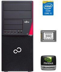 Компьютер Fujitsu Esprimo P720 E90+ Tower / Intel Core i5-4590 (4 ядра по 3.3 - 3.7 GHz) / 16 GB DDR3 / 240 GB SSD / nVidia Quadro 2000, 1 GB GDDR5, 128-bit / 280W / DisplayPort / DVI