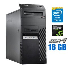 Компьютер Lenovo ThinkCentre M83 Tower / Intel Core i7-4770 (4 (8) ядра по 3.4 - 3.9 GHz) / 16 GB DDR3 / 120 GB SSD / nVidia GeForce GT 630, 2 GB GDDR3, 128-bit / DVD-ROM
