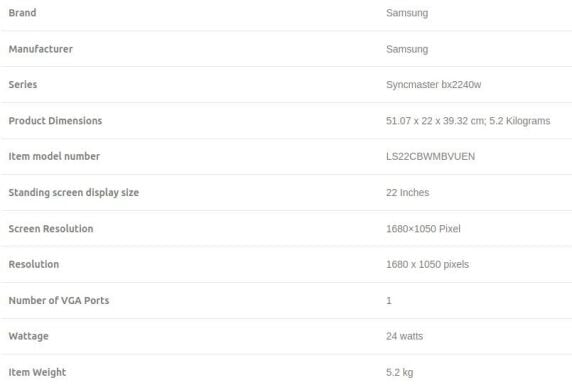 Монитор Samsung SyncMaster BX2240W / 22" (1680x1050) TN / VGA, DVI / VESA 75x75 Монитор Samsung SyncMaster BX2240W / 22" (1680x1050) TN / VGA, DVI / VESA 75x75