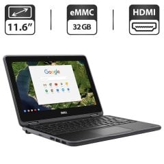 Нетбук Dell Chromebook 11-3180 / 11.6" (1366x768) TN / Intel Celeron N3060 (2 ядра по 1.6 - 2.48 GHz) / 4 GB DDR3 / 32 GB eMMC / Intel HD Graphics 500 / WebCam / Chrome OS
