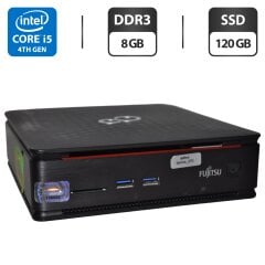 Неттоп Б-клас Fujitsu Esprimo Q520 USFF / Intel Core i5-4570T (2 (4) ядра по 2.9 - 3.6 GHz) / 8 GB DDR3 / 120 GB SSD / Intel HD Graphics 4600 / Windows 11 Pro