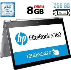Ноутбук-трансформер Б-класс HP EliteBook x360 1030 G2 / 13.3" (1920x1080) IPS Touch / Intel Core i7-7600U (2 (4) ядра по 2.8 - 3.9 GHz) / 8 GB DDR4 / 256 GB SSD M.2 / Intel HD Graphics 620 / WebCam / Fingerprint / USB 3.1 / HDMI