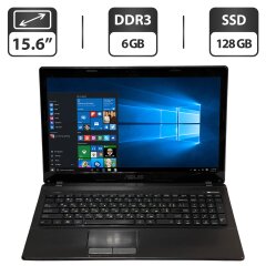 Ноутбук Asus K53E / 15.6" (1366x768) TN / Intel Core i5-2410M (2 (4) ядра по 2.3 - 2.9 GHz) / 6 GB DDR3 / 128 GB SSD / Intel HD Graphics 3000 / WebCam / DVD-ROM