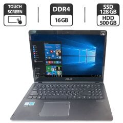 Ноутбук-трансформер Б-клас Asus Q525UA / 15.6" (1920x1080) IPS Touch / Intel Core i7-8550U (4 (8) ядра по 1.8 - 4.0 GHz) / 16 GB DDR4 / 128 GB SSD + 500 GB HDD / Intel UHD Graphics 620 / WebCam / Fingerprint