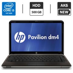 Ноутбук Б-клас HP Pavilion DM4 / 14" (1366x768) TN / Intel Core i5-430M (2 (4) ядра по 2.2 - 2.5 GHz) / 4 GB DDR3 / 500 GB HDD / Intel HD Graphics / WebCam / DVD-ROM / АКБ NEW