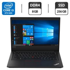 Ноутбук Б-класс Lenovo ThinkPad E490 / 14" (1920x1080) TN / Intel Core i5-8265U (4 (8) ядра по 1.6 - 3.9 GHz) / 8 GB DDR4 / 256 GB SSD / Intel UHD Graphics 620 / WebCam / HDMI / АКБ NEW