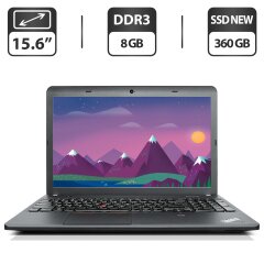 Ноутбук Б-клас Lenovo ThinkPad E540 / 15.6" (1366x768) TN / Intel Core i3-4000M (2 (4) ядра по 2.4 GHz) / 8 GB DDR3 / 360 GB SSD / Intel HD Graphics 4600 / WebCam / DVD-ROM / VGA / Windows 10 Pro