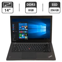 Ноутбук Lenovo ThinkPad T440 / 14" (1366x768) TN / Intel Core i5-4300U (2 (4) ядра по 1.9 - 2.9 GHz) / 8 GB DDR3 / 256 GB SSD / Intel HD Graphics 4400 / WebCam / Два АКБ