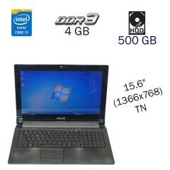 Ноутбук Б-клас Asus N53JG / 15.6" (1366x768) TN / Intel Core i3-380M (2 (4) ядра по 2.53 GHz) / 4 GB DDR3 / 500 GB HDD / nVidia GeForce GT 415M, 1 GB DDR3, 128-bit / WebCam / DVD-ROM / Без АКБ