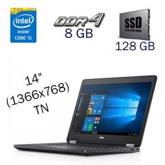 Ультрабук Б клас Dell Latitude E5470 / 14" (1366x768) TN / Intel Core i5-6300U (2 (4) ядра по 2.4 - 3.0 GHz) / 8 GB DDR4 / 128 GB SSD / Intel HD Graphics 520 / WebCam