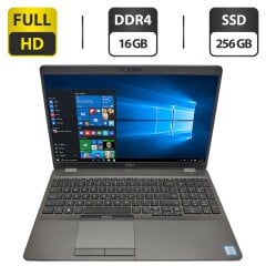 Ноутбук Dell Latitude 5500 / 15.6" (1920x1080) IPS / Intel Core i5-8265U (4 (8) ядра по 1.6 - 3.9 GHz) / 16 GB DDR4 / 256 GB SSD / Intel UHD Graphics / WebCam