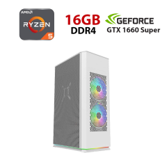 Новый игровой ПК Ice UN1-3F2-W-WH White Tower / AMD Ryzen 5 5500 (6 (12) ядер по 3.6 - 4.2 GHz) / 16 GB DDR4 / 480 GB SSD / nVidia GeForce GTX 1660 Super, 6 GB GDDR6, 192-bit