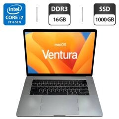 Ультрабук Apple MacBook Pro 15 2017 Space Grey / 15.4" (2880x1800) IPS / Intel Core i7-7820HQ (4 (8) ядра по 2.9 - 3.9 GHz) / 16 GB DDR3 / 1000 GB SSD / Intel HD Graphics 630 / WebCam / Touch Bar / MacOS