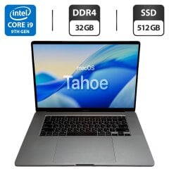 Ультрабук Apple MacBook Pro 16 2019 Space Grey / 16" (3072x1920) IPS / Intel Core i9-9980HK (8 (16) ядер по 2.4 - 5.0 GHz) / 32 GB DDR4 / 512 GB SSD / Intel UHD Graphics 630 / WebCam / Touch Bar / MacOS