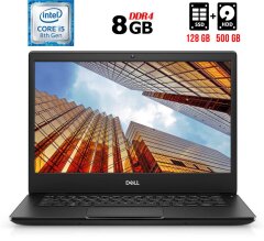 Ультрабук Б-класс Dell Latitude 3400 / 14" (1920x1080) IPS Touch / Intel Core i5-8265U (4 (8) ядра по 1.6 - 3.9 GHz) / 8 GB DDR4 / 128 GB SSD + 500 GB HDD / Intel UHD Graphics 620 / WebCam / USB 3.1 / HDMI / Windows 11 лицензия
