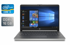 Ультрабук Б-класс HP 14-dq / 14" (1920x1080) IPS / Intel Core i3-1005G1 (2 (4) ядра по 1.2 - 3.4 GHz) / 16 GB DDR4 / 256 GB SSD / Intel UHD Graphics / WebCam / HDMI
