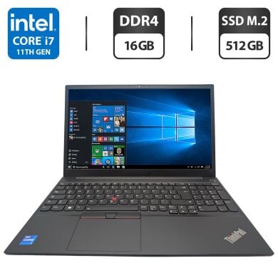 Ультрабук Б-клас Lenovo ThinkPad E15 Gen 2 / 15.6" (1920x1080) IPS / Intel Core i7-1165G7 (4 (8) ядра по 2.8 - 4.7 GHz) / 16 GB DDR4 / 512 GB SSD M.2 / Intel Iris Xe Graphics / WebCam