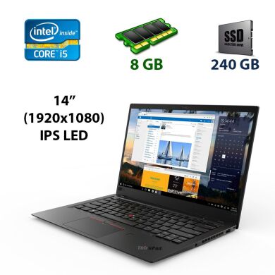 Ультрабук Lenovo ThinkPad X1 Carbon G5 / 14" (1920x1080) IPS LED / Intel Core i5-6200U (2 (4) ядра по 2.3 - 2.8 GHz) / 8 GB DDR3 / 240 GB SSD / WebCam / USB 3.0 / HDMI / Thunderbolt 3
