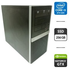 Компьютер Exone 1101 Tower / Intel Core i5-8500 (6 ядер по 3.0 - 4.1 GHz) / 16 GB DDR4 / 256 GB SSD / nVidia GeForce GTX 1050 Ti, 4 GB GDDR5, 128-bit / DVD-ROM
