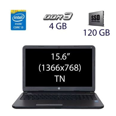 Ноутбук HP 250 G3 / 15.6" (1366x768) TN / Intel Core i3-4005U (2 (4) ядра по 1.7 GHz) / 4 GB DDR3 / 120 GB SSD / WebCam Ноутбук HP 250 G3 / 15.6" (1366x768) TN / Intel Core i3-4005U (2 (4) ядра по 1.7 GHz) / 4 GB DDR3 / 120 GB SSD / WebCam