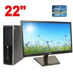 Комплект ПК Б-клас: HP Compaq Pro 6300 SFF / Intel Core i5-3470 (4 ядра по 3.2 - 3.6 GHz) / 8 GB DDR3 / 500 GB HDD / Intel HD Graphics 2500 + Монітор LG Flatron E2242C-BN / 22" (1920x1080) TN / 1x VGA / VESA 75x75