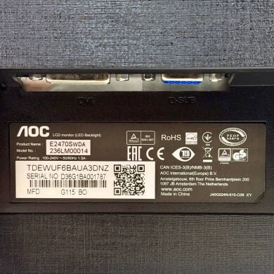 Монітор Б-клас AOC E2470SWDA / 24" (1920x1080) TN / VGA, DVI / VESA 100x100