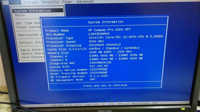 Системный блок HP 6300 SFF / Intel Core i5-3470S (4 ядра по 2.9 - 3.6 GHz) / 4 GB DDR3 / 320 GB HDD