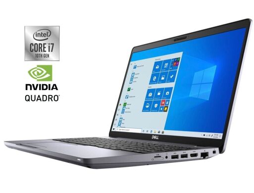 Мобільна робоча станція Б-клас Dell Precision 3551 / 15.6" (1920x1080) IPS / Intel Core i7-10750H (6 (12) ядер по 2.6 - 5.0 GHz) / 16 GB DDR4 / 256 GB SSD NVMe / nVidia Quadro P620, 4 GB GDDR5, 128-bit / WebCam / Win 10 Pro