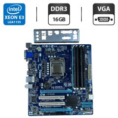 Комплект: Материнська плата Gigabyte GA-B75N-D3H / Intel Xeon E3-1240 v2 (4(8) ядра по 3.4 - 3.8 GHz) / 16 GB DDR3 / Socket LGA 1155 / Задня заглушка